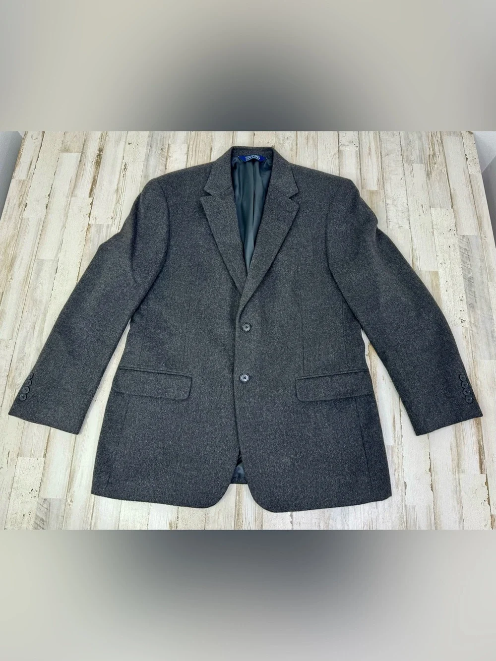 Stafford Mens Camel Hair Sport Coat Classic Fit Blazer Charcoal Gray Mens 44R